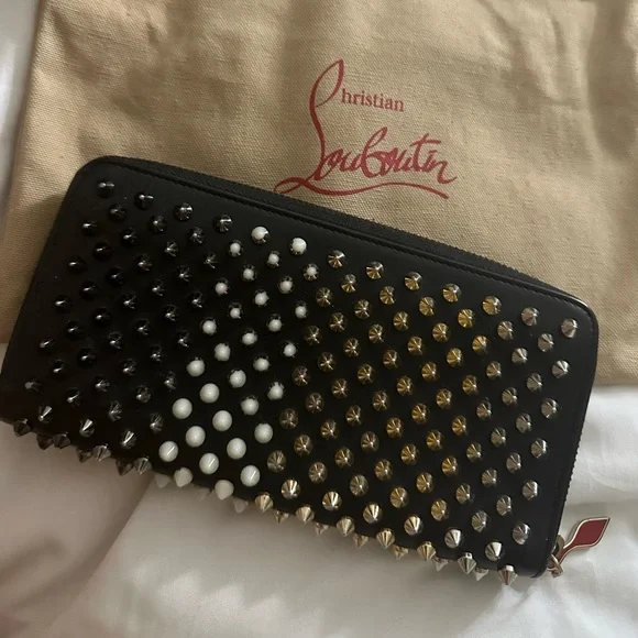 Christian Louboutin Panettone Spiked Black Wallet - Picture 8 of 14